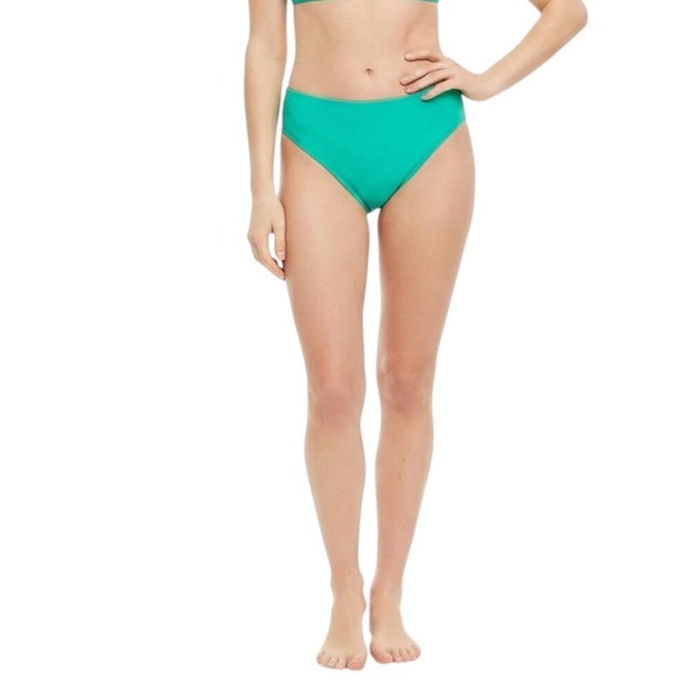 J.Crew Chrome Green Mid-Rise Bikini Bottom, S